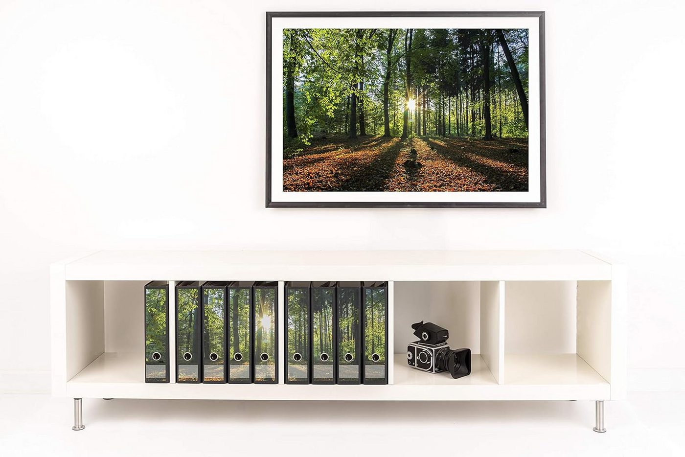 codiarts.® Aktenordner Ordnerrücken Sticker für 9 oder 12 breite Ordner - Motiv: Waldlichtung, zum Beschriften – Bild 2 von 5