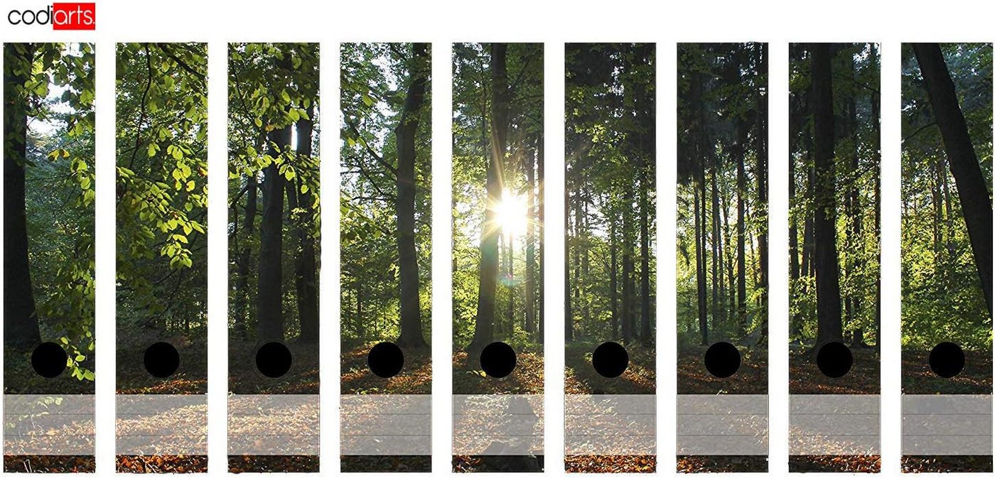codiarts.® Aktenordner Ordnerrücken Sticker für 9 oder 12 breite Ordner - Motiv: Waldlichtung, zum Beschriften – Bild 3 von 5