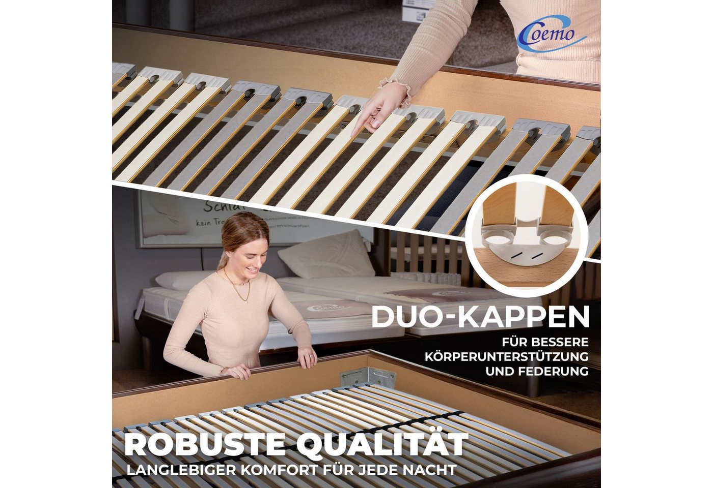 Lattenrost EasyLat, Coemo, Kopfteil nicht verstellbar, Fußteil nicht verstellbar, 90x200, Holzlattenrost ergonomischer Lattenrahmen Selbstmontage – Bild 2 von 5