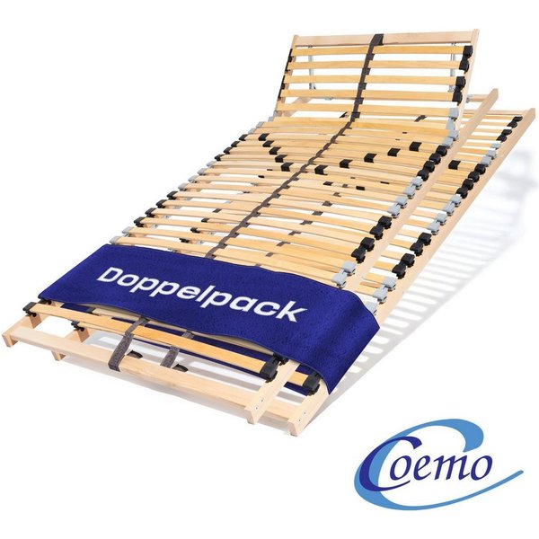 Lattenrost ERGO K, Coemo, Kopfteil manuell verstellbar, Fußteil nicht verstellbar, 2er Set, 80x200 cm Doppelpack Spar-Preis auch für Ehebetten 160x200 cm