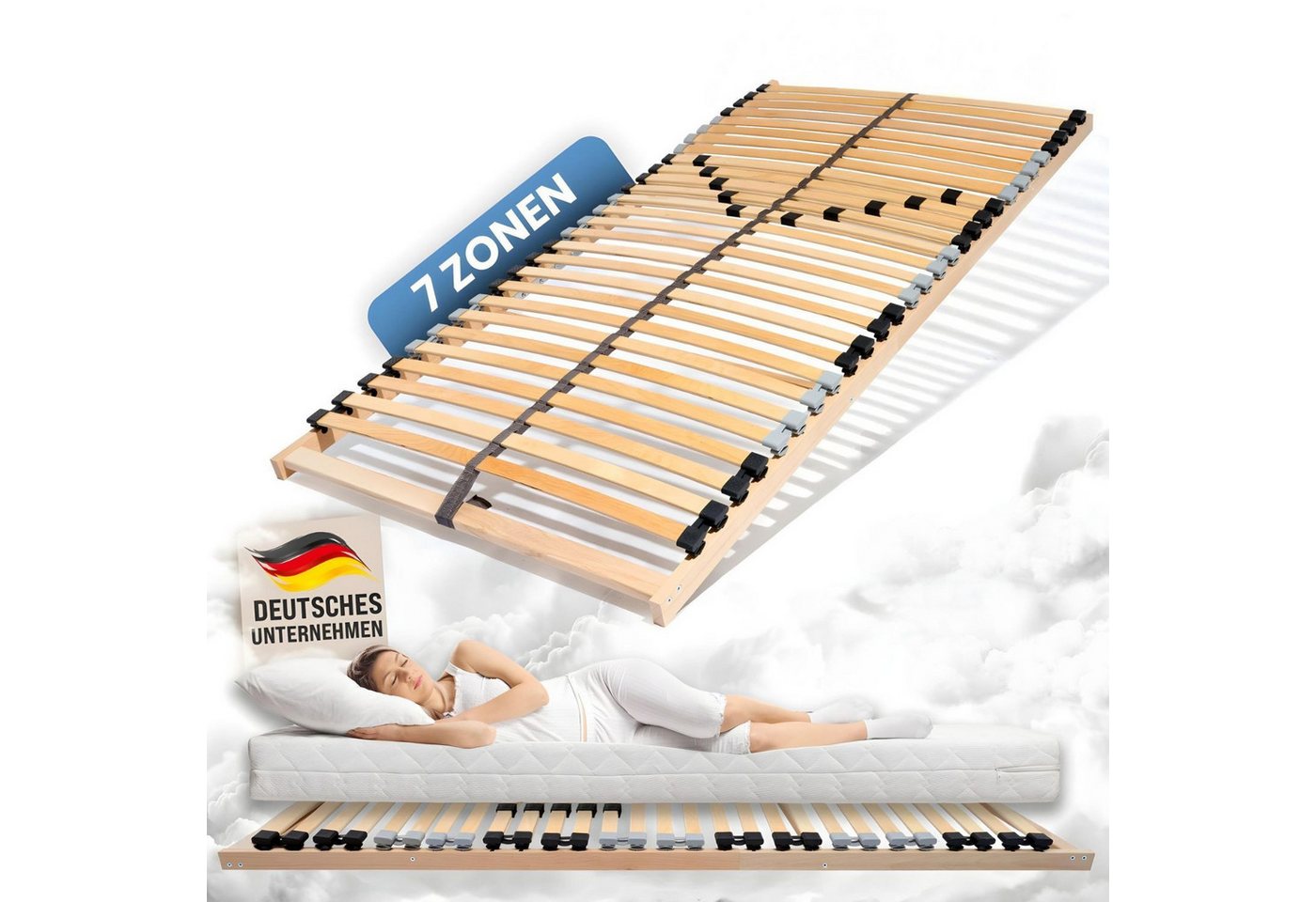 Lattenrost ERGO NV, Coemo, Kopfteil nicht verstellbar, Fußteil nicht verstellbar, 80x200 cm 7 Zonen 28 Leisten Härtegradverstellung flache Bauweise – Bild 2 von 5