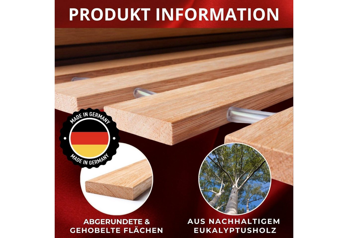 Rollrost DELUXE, Coemo, Kopfteil nicht verstellbar, Fußteil nicht verstellbar, 70 x 190 cm absolut rutschsicher belastbar bis 350 kg Made in Germany – Bild 2 von 5