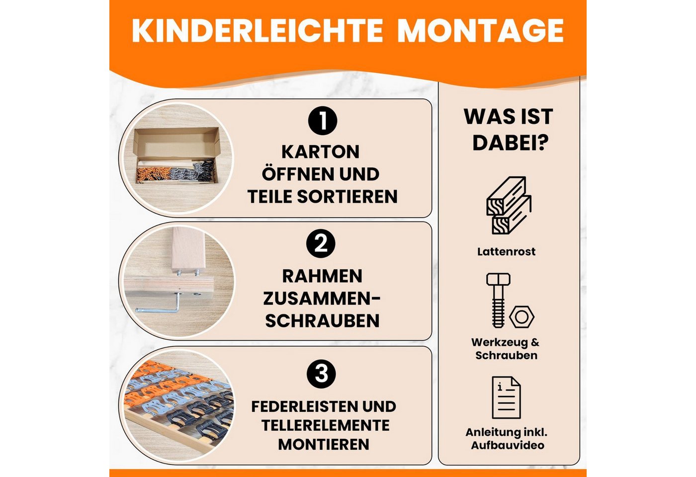 Teiltellerlattenrost CubiFlex, Coemo, Kopfteil nicht verstellbar, Fußteil nicht verstellbar, 100x200 cm perfekte Druckentlastung gesundes Schlafklima Selbstmont – Bild 4 von 5