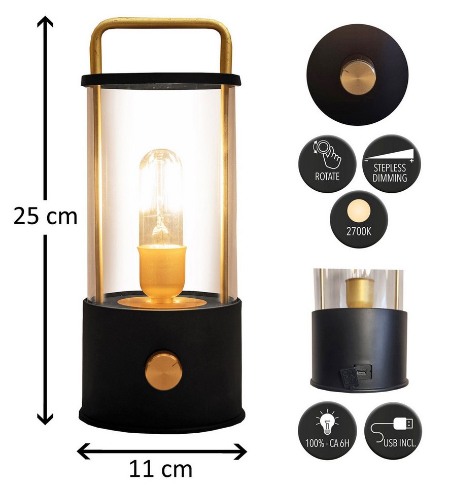 Coen Bakker Deco BV LED Außen-Tischleuchte Tischlampe Dimmbar Akku In-/Outdoor IP44, Stufenlos dimmbar, LED fest verbaut – Bild 3 von 5
