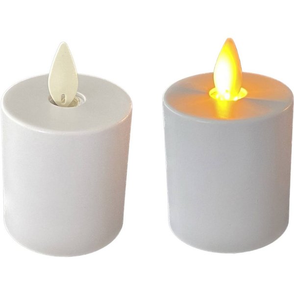 Coen Bakker Deco BV LED-Kerze (Set, 2-tlg), weiß 2-er Set bewegliche Flamme 4,5x8cm Timer