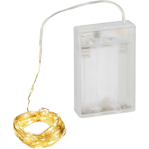Coen Bakker Deco BV LED-Lichterkette Gold Wire, Batterie Draht gold 100 LED warmweiß 4,95m