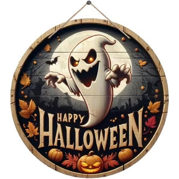 COFI 1453 Hängedekoration Geist (1 St), Halloween Deko, Türschild & Wandschild aus Holz, Partyschild
