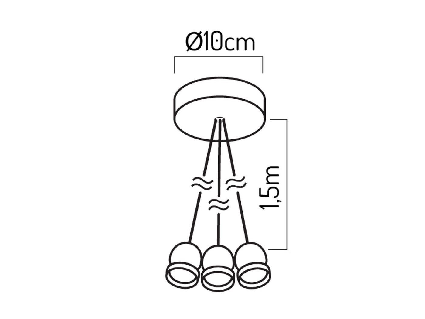 COFI 1453 LED-Hängeleuchte LED Line Jute Pendelleuchtenhalter 1,5 Meter 10cm 3x E27 Fassung – Bild 3 von 3