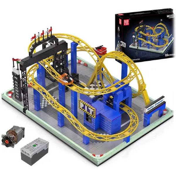 COIL Achterbahn, Bausteinset, Spielzeugbausteine, Konstruktionsset, Spielbauklötze, (1707 St), Klemmblöcke, Bewegliche Teile, Motor inklusive