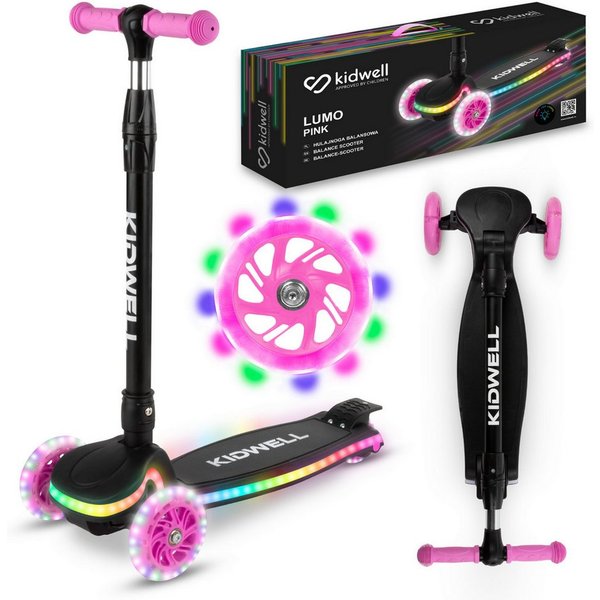 COIL Dreiradscooter Kinderroller, Tretroller, Dreirad-Balance-Roller, Cityroller, 10 km/h, 3-stufige Lenkradverstellung, LED-Räder, LED-Platform, bis: 50kg