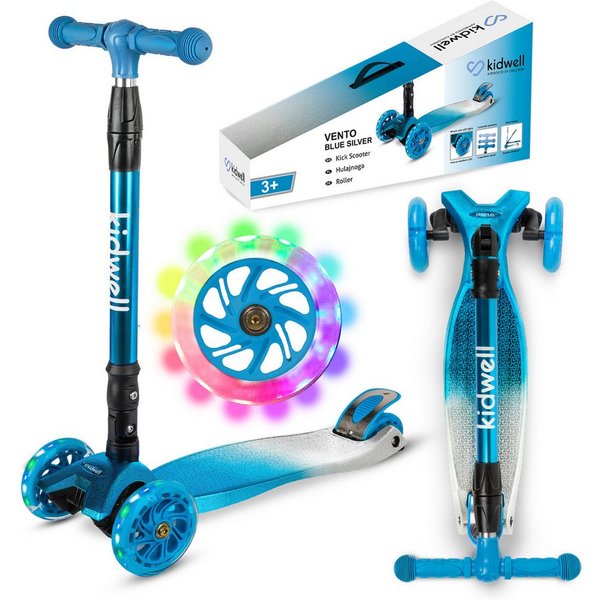 COIL Dreiradscooter Kinderroller, Tretroller, Dreirad-Balance-Roller, Cityroller, 10 km/h, ABEC-7-Lager, 3-stufige Lenkradverstellung, LED-Räder