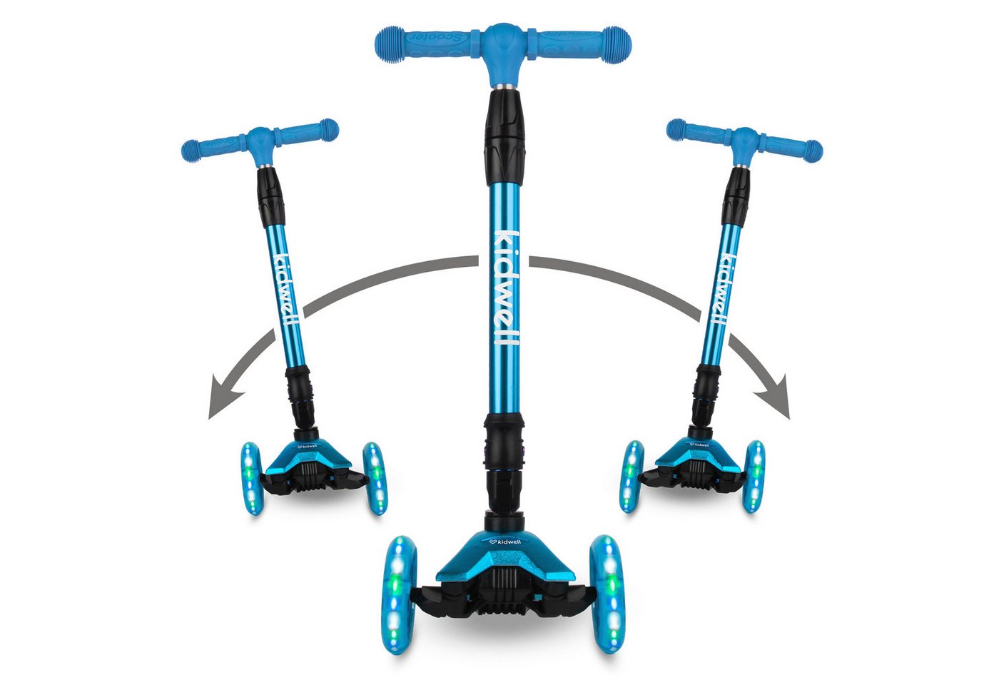 COIL Dreiradscooter Kinderroller, Tretroller, Dreirad-Balance-Roller, Cityroller, 10 km/h, ABEC-7-Lager, 3-stufige Lenkradverstellung, LED-Räder – Bild 5 von 5