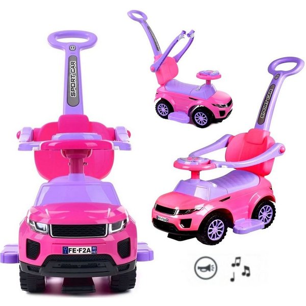 COIL Rutscherauto Babyrutscher, Kinderauto, Schiebeauto, 3in1, mit Druckgriff, interaktives Lenkrad, Musik- und Hupenknöpfe, ab 12 Monaten