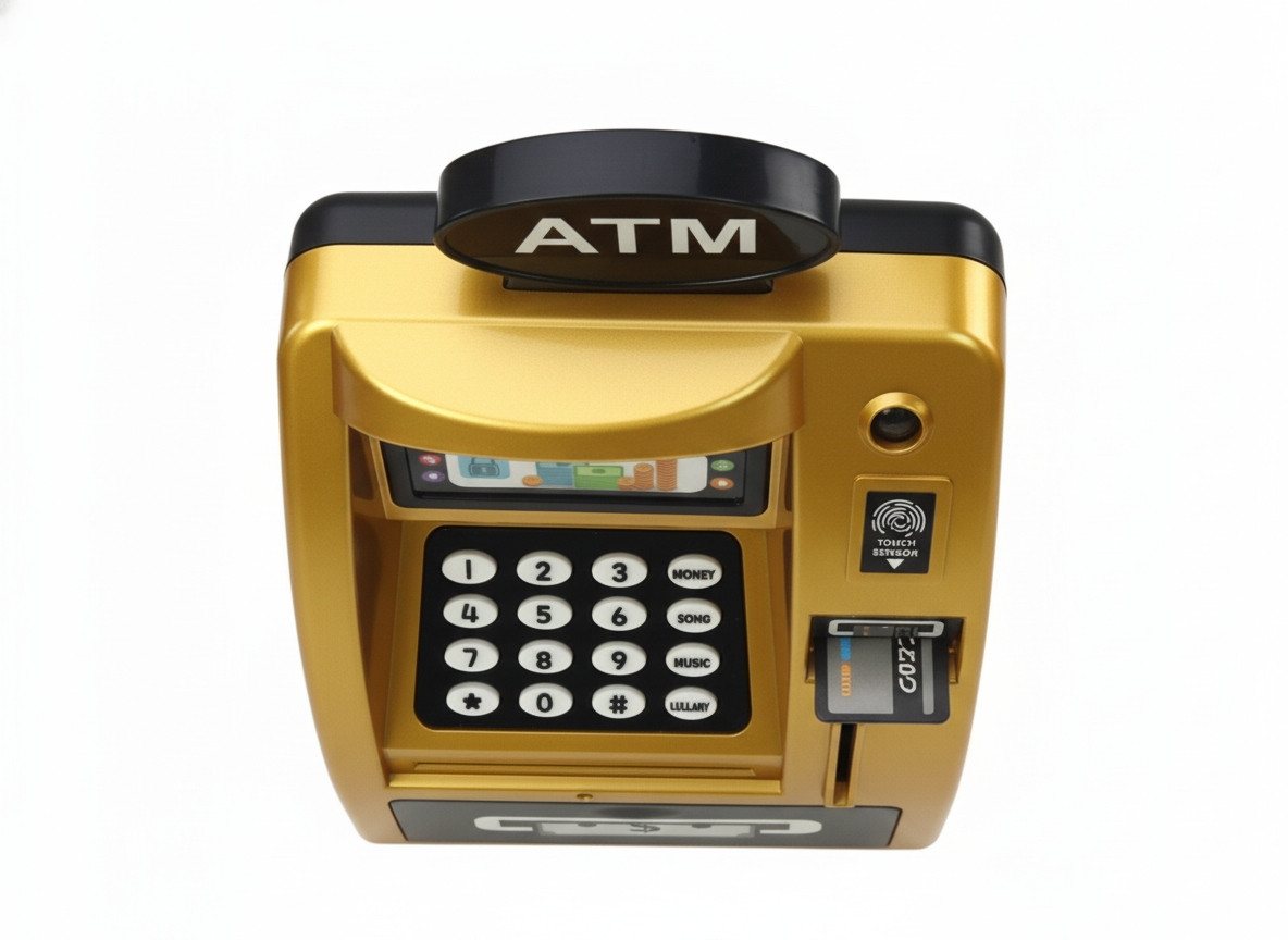 COIL Spardose Elektronisches Spardose, Sparschwein, Mini-Safe, Geldautomat, PIN-Code, Sparschwein, Banknoten und Münzen, Soundeffekte – Bild 4 von 5
