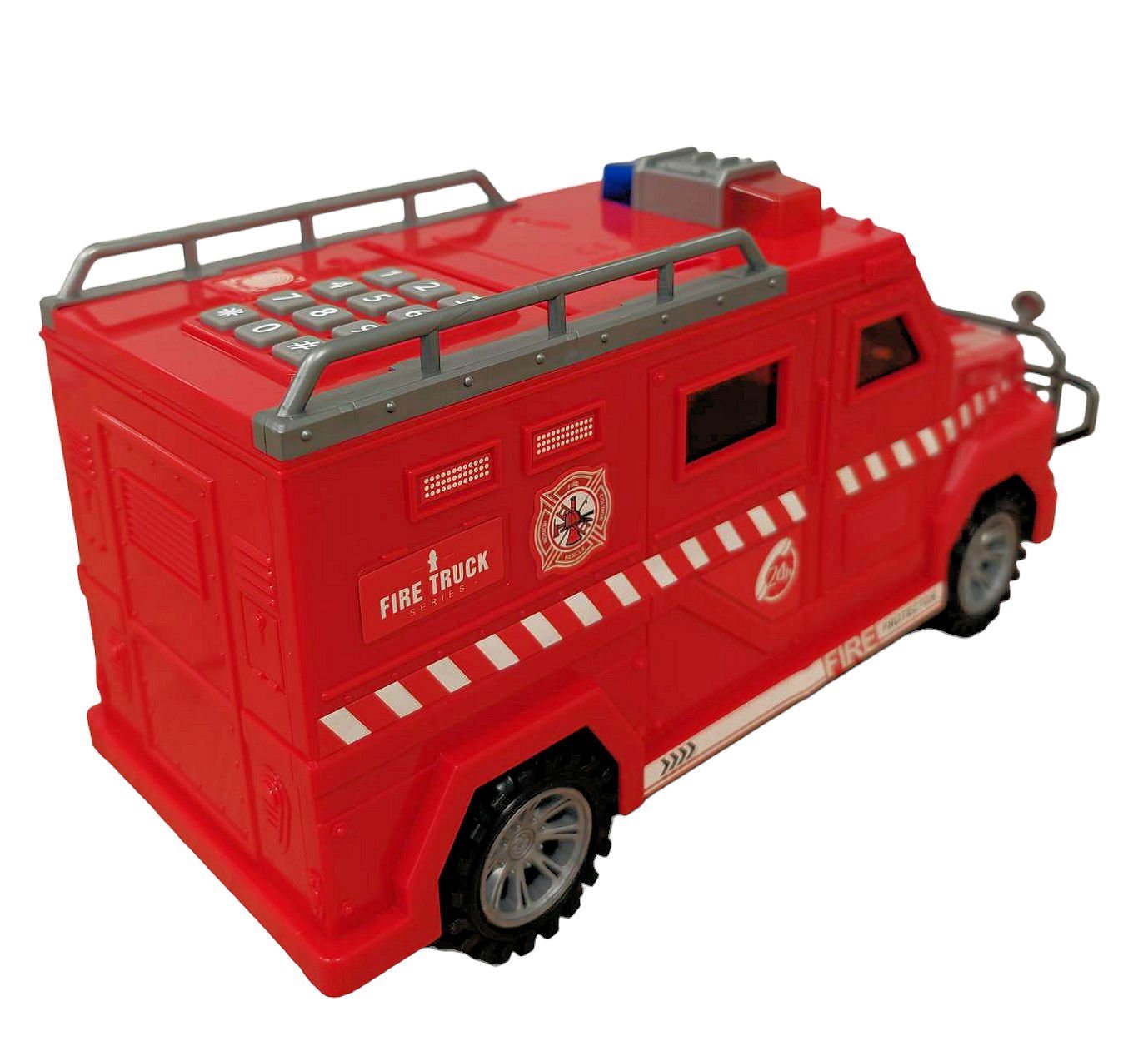 COIL Spardose Elektronisches Spardose, Sparschwein, Feuerwehr, Safe, Sparschwein, Banknoten und Münzen, Soundeffekte, Maße:32x12,5x16 cm – Bild 3 von 5