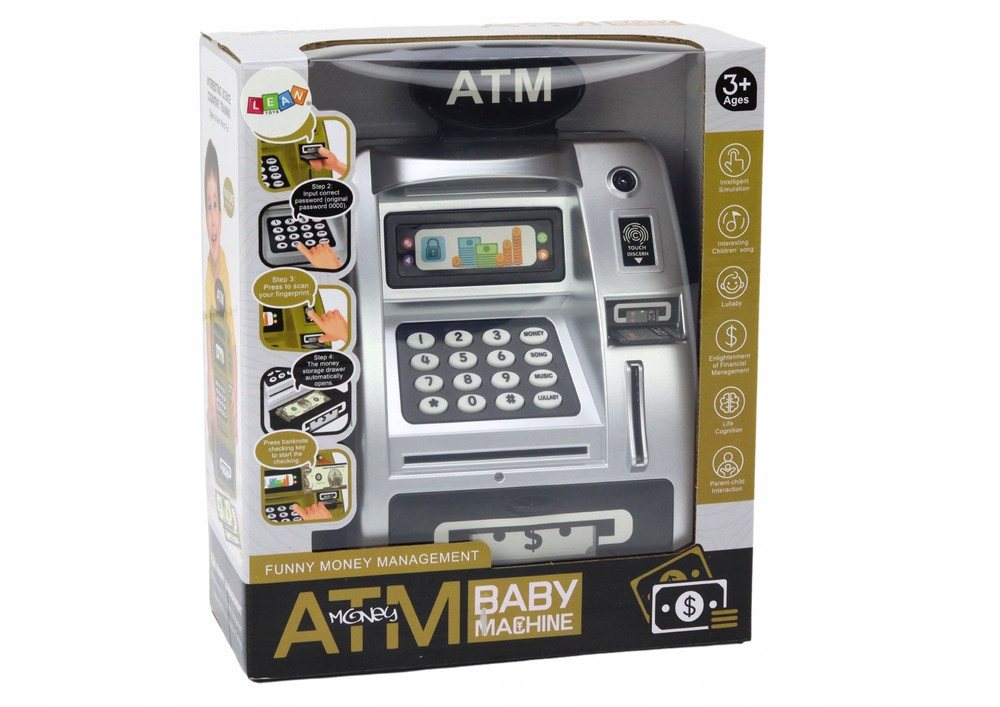 COIL Spardose Elektronisches Spardose, Sparschwein, Mini-Safe, Geldautomat, PIN-Code, Sparschwein, Banknoten und Münzen, Soundeffekte – Bild 5 von 5