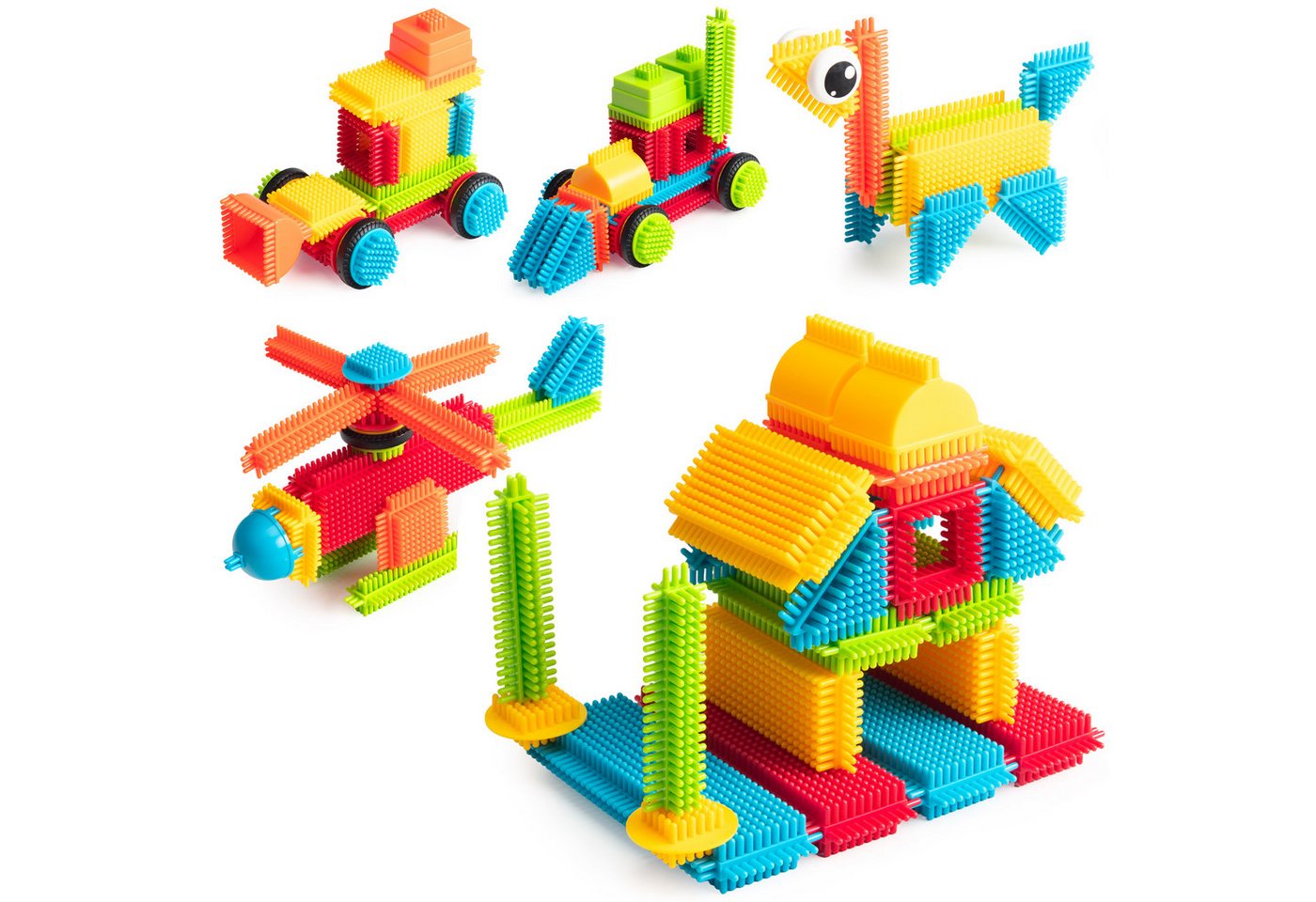 COIL Steckspielzeug, Bausteine in Borstenform, Igelblöcke Spielbauklötze, (100 St), STEM, Baukasten, sichere Bausteine, für Kinder ab 3 Jahren – Bild 2 von 5