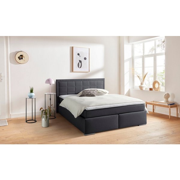 COLLECTION AB Boxbett ATHENA, Polsterbett wahlweise mit Bettkasten, Strukturstoff-Bezug (mit PUR-Schaumtopper (H2), Kaltschaumtopper (H3) oder Viscotopper (H4),