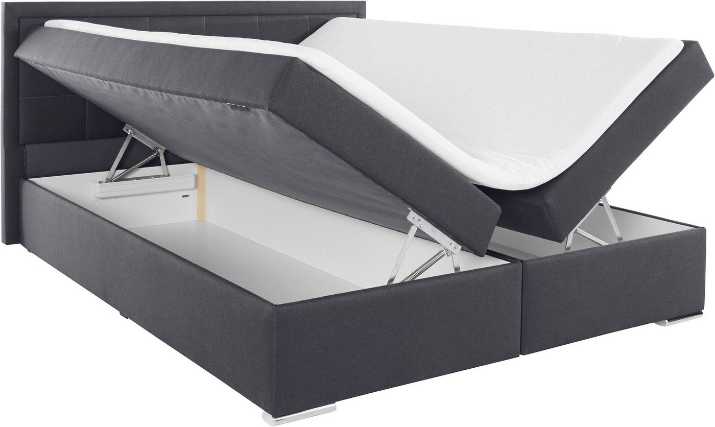 COLLECTION AB Boxbett ATHENA, Polsterbett wahlweise mit Bettkasten, Strukturstoff-Bezug (mit PUR-Schaumtopper (H2), Kaltschaumtopper (H3) oder Viscotopper (H4), – Bild 4 von 5