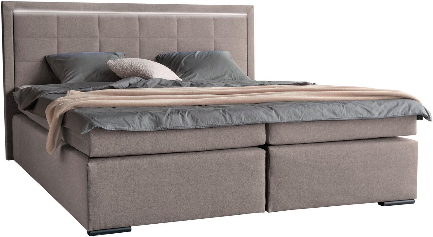COLLECTION AB Boxspringbett ATHENA inkl. Bonnell- oder Taschenfederkernmatratze H2-H4, Wahlweise mit LED-Leiste, Kunstleder- oder Strukturstoff-Bezug – Bild 2 von 3