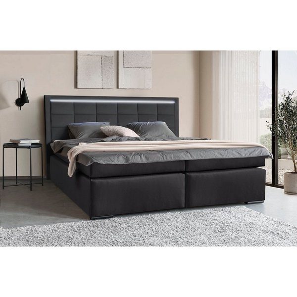 COLLECTION AB Boxspringbett ATHENA inkl. Bonnell- oder Taschenfederkernmatratze H2-H4, Wahlweise mit LED-Leiste, Kunstleder- oder Strukturstoff-Bezug