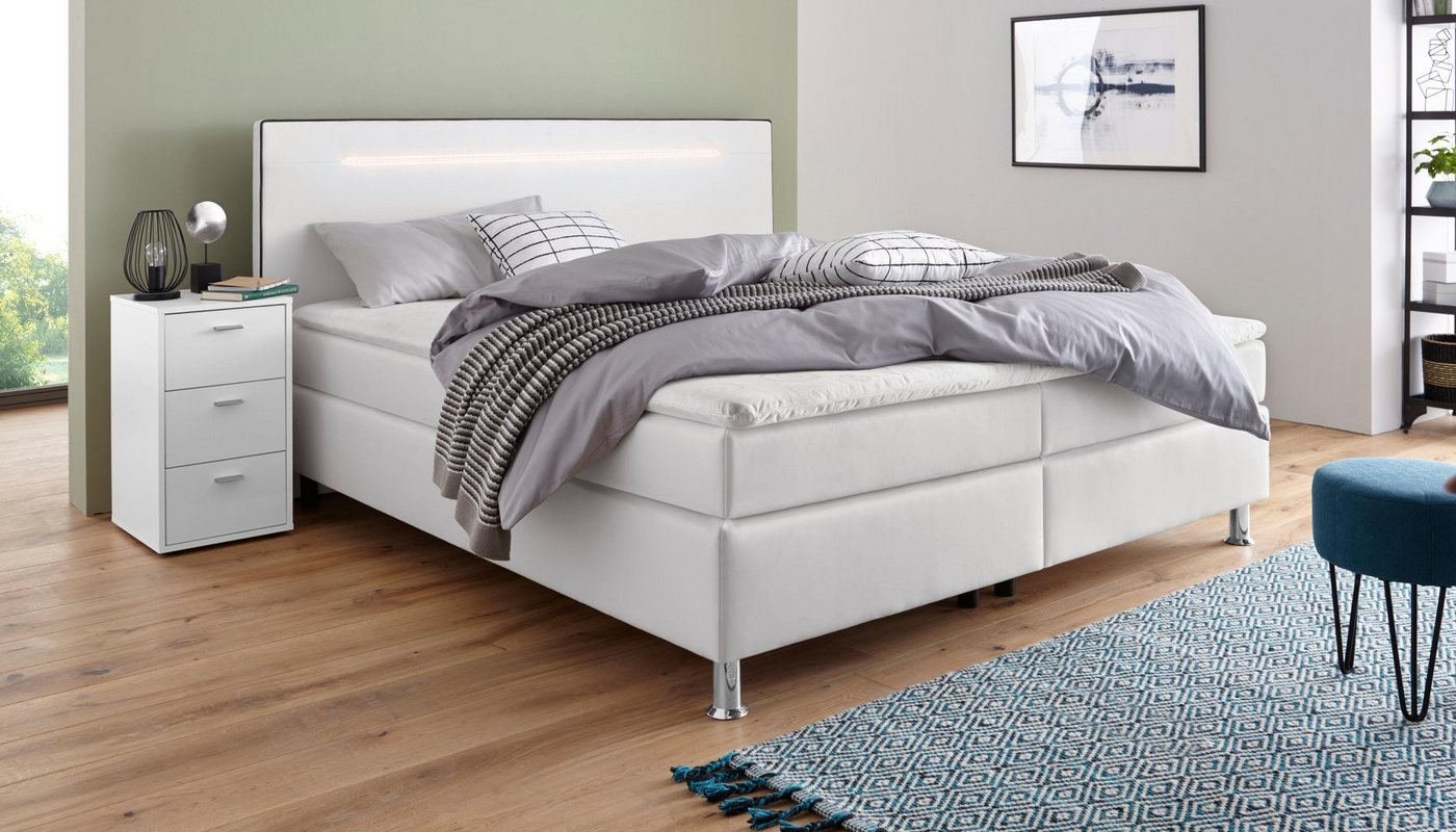 COLLECTION AB Boxspringbett LONDON inkl. Bonnell-Federkernmatratze H2, mit Topper, Kissen & LED, 90/140/180 cm x 200 cm – Bild 2 von 5