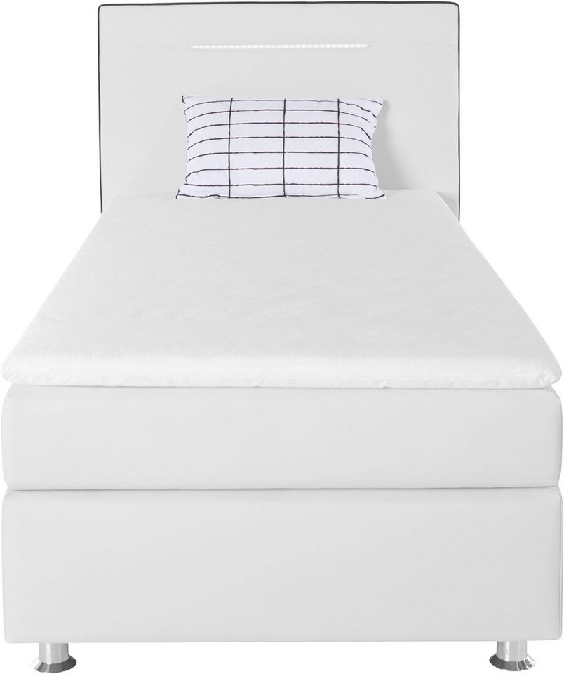COLLECTION AB Boxspringbett LONDON inkl. Bonnell-Federkernmatratze H2, mit Topper, Kissen & LED, 90/140/180 cm x 200 cm – Bild 3 von 5