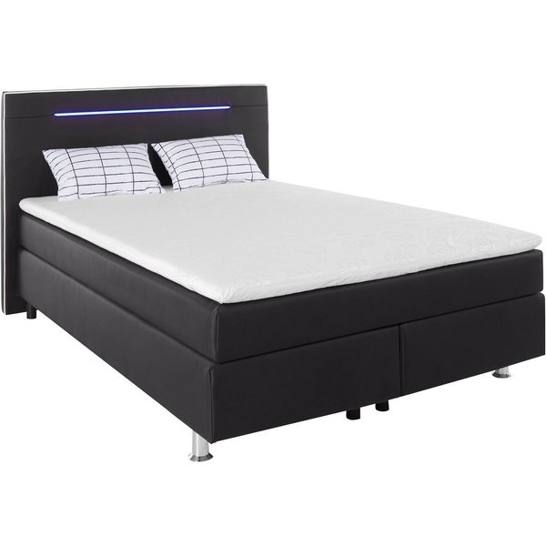 COLLECTION AB Boxspringbett London, inklusive Topper und Kissen, mit LED-Beleuchtung, Boxspringbett erhältlich in 90cmx200cm, 140cmx200cm & 180cmx200cm