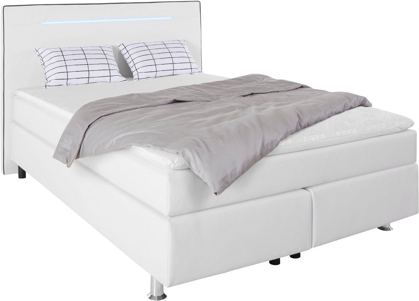 COLLECTION AB Boxspringbett LONDON inkl. Bonnell-Federkernmatratze H2, mit Topper, Kissen & LED, 90/140/180 cm x 200 cm – Bild 5 von 5