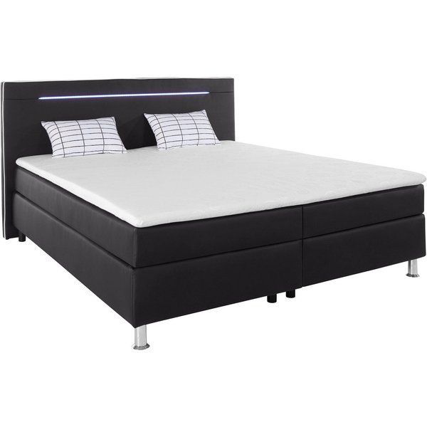 COLLECTION AB Boxspringbett London, inklusive Topper und Kissen, mit LED-Beleuchtung, Boxspringbett erhältlich in 90cmx200cm, 140cmx200cm & 180cmx200cm