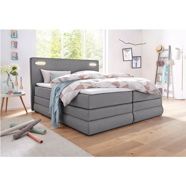COLLECTION AB Boxspringbett NINONI, Stauraumbett mit Bettkasten & TTFK-Matratze, inkl. Topper, wahlweise mit LED-Beleuchtung, 180/200 cm x 200 cm