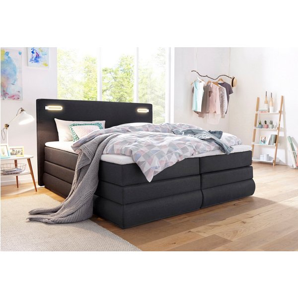 COLLECTION AB Boxspringbett Ninoni, inkl. Bettkasten, Topper und wahlweise mit LED-Beleuchtung