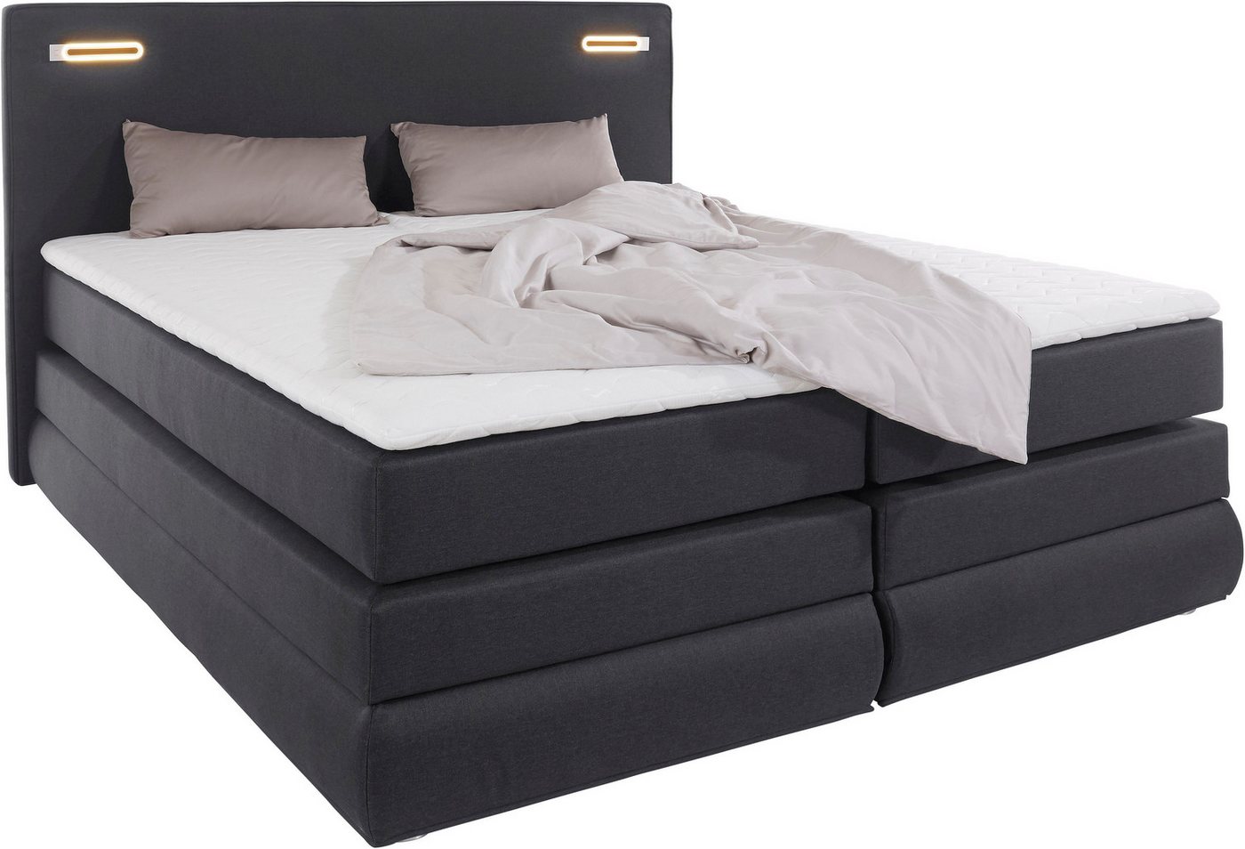 COLLECTION AB Boxspringbett NINONI, Stauraumbett mit Bettkasten & TTFK-Matratze, inkl. Topper, wahlweise mit LED-Beleuchtung, 180/200 cm x 200 cm – Bild 2 von 5