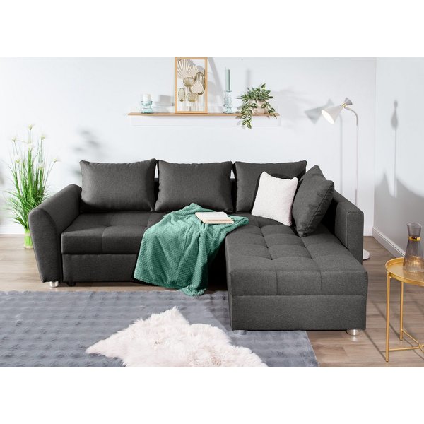 COLLECTION AB Ecksofa Jana L-Form, B: 220 cm, Schlaffunktion, Bettkasten & 1 Zierkissen, Federkern