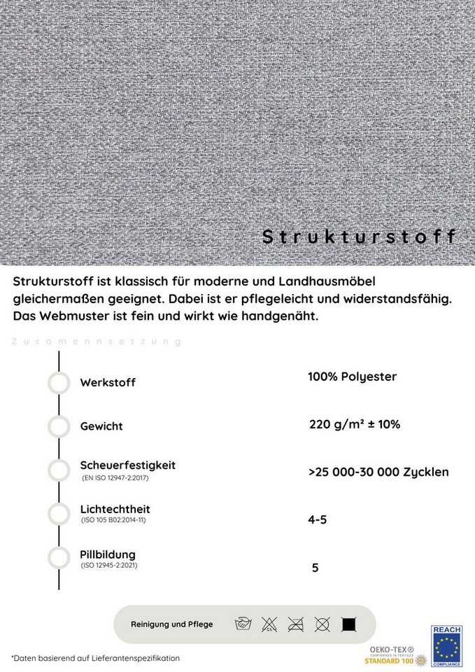 COLLECTION AB Ecksofa Jana L-Form, B: 220 cm, Schlaffunktion, Bettkasten & 1 Zierkissen, Federkern – Bild 3 von 5