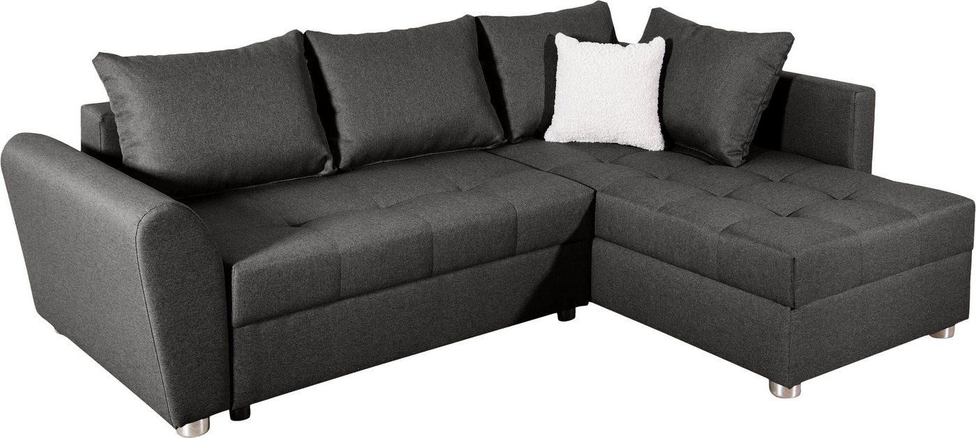 COLLECTION AB Ecksofa Jana L-Form, B: 220 cm, Schlaffunktion, Bettkasten & 1 Zierkissen, Federkern – Bild 5 von 5