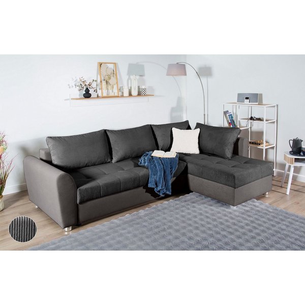 COLLECTION AB Ecksofa Jana XL L-Form, B: 250 cm, Schlaffunktion, Bettkasten & 1 Zierkissen, Federkern