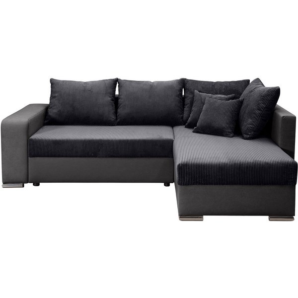 COLLECTION AB Ecksofa John L-Form, B: 226 cm, Schlaffunktion & Bettkasten, Regalelement mit Licht, Couch mit Federkern, 2 Zierkissen