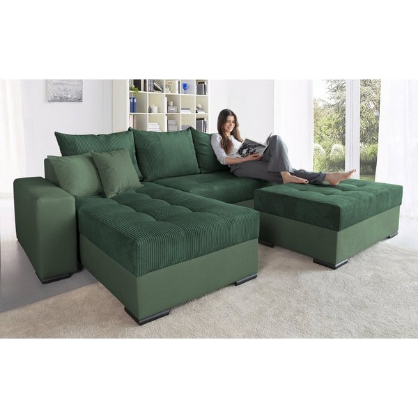 COLLECTION AB Ecksofa Josy L-Form, B: 214 cm in Cord, Cord-Mix, Schlaffunktion, Bettkasten & 2 Zierkissen, Federkern