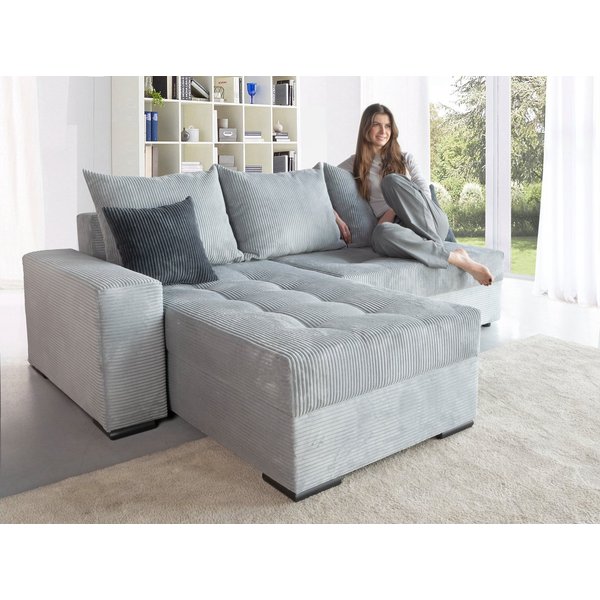 COLLECTION AB Ecksofa Josy L-Form, B: 214 cm in Cord, Cord-Mix, Schlaffunktion, Bettkasten & 2 Zierkissen, Federkern