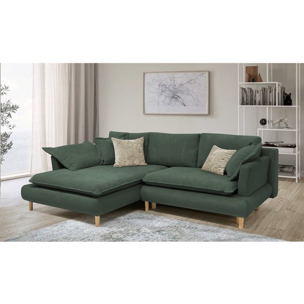 COLLECTION AB Ecksofa Mandela L-Form, B: 264 cm, Schlaffunktion, Bettkasten & 5 Zierkissen, Federkern