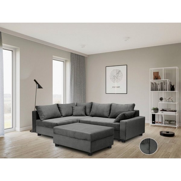 COLLECTION AB Ecksofa Parma L-Form, B: 224 cm, Schlaffunktion, Bettkasten & 2 Zierkissen, Federkern