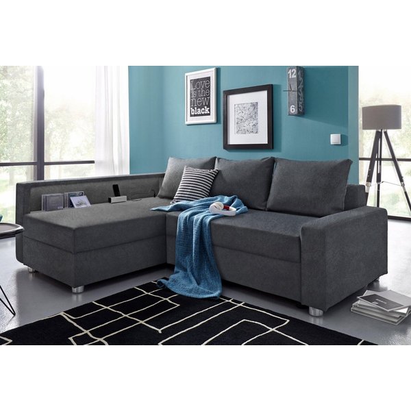 COLLECTION AB Ecksofa Relax L-Form, B: 223 cm, Schlaffunktion, Bettkasten, Regal & 1 Zierkissen, optional Licht