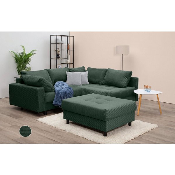COLLECTION AB Ecksofa Toni L-Form, B: 215 cm, XXL-Liegefläche mit Hocker 3 Stoffqualitäten, Set: Sofa & Hocker, 2 Zierkissen, Federkern, frei stellbar