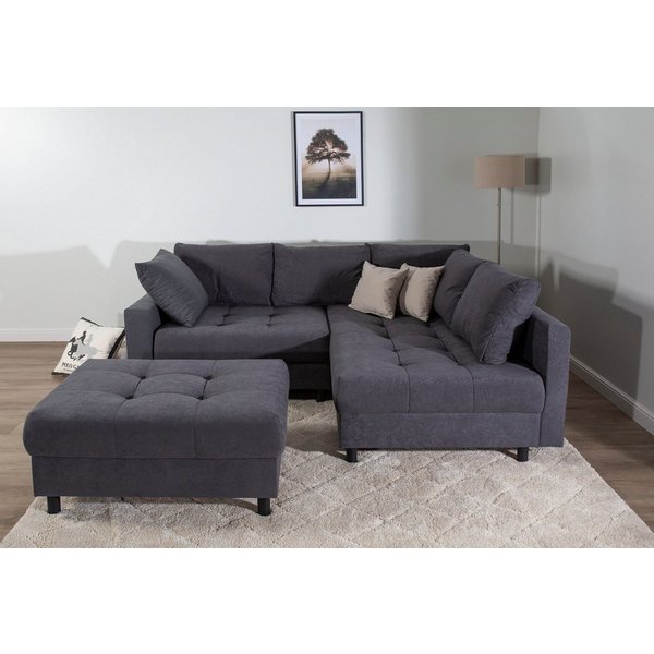 COLLECTION AB Ecksofa Toni L-Form, B: 215 cm, XXL-Liegefläche mit Hocker 3 Stoffqualitäten, Set: Sofa & Hocker, 2 Zierkissen, Federkern, frei stellbar