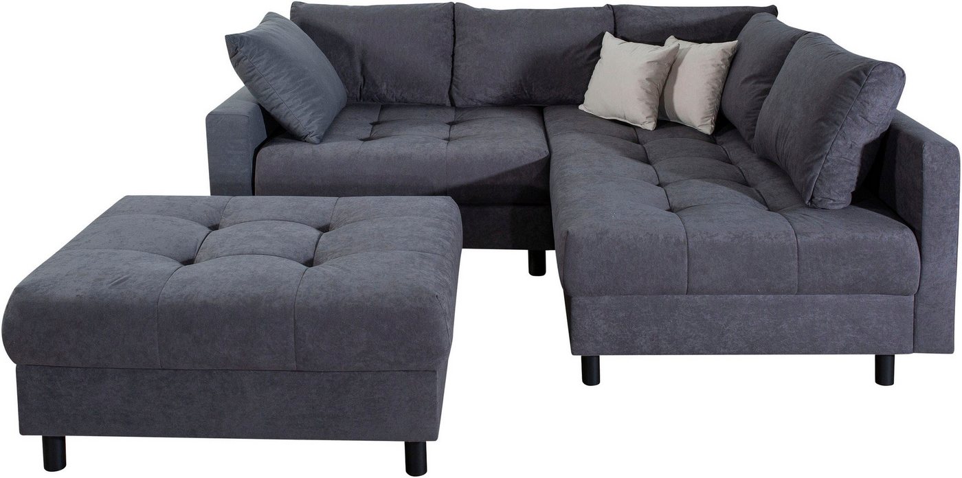 COLLECTION AB Ecksofa Toni L-Form, B: 215 cm, XXL-Liegefläche mit Hocker 3 Stoffqualitäten, Set: Sofa & Hocker, 2 Zierkissen, Federkern, frei stellbar – Bild 2 von 5