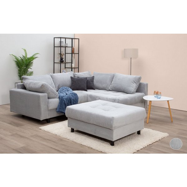 COLLECTION AB Ecksofa Toni L-Form, B: 215 cm, XXL-Liegefläche mit Hocker 3 Stoffqualitäten, Set: Sofa & Hocker, 2 Zierkissen, Federkern, frei stellbar