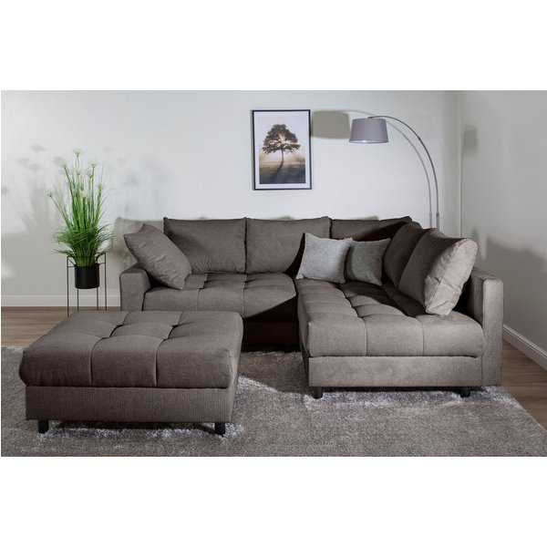 COLLECTION AB Ecksofa Toni L-Form, B: 215 cm, XXL-Liegefläche mit Hocker 3 Stoffqualitäten, Set: Sofa & Hocker, 2 Zierkissen, Federkern, frei stellbar