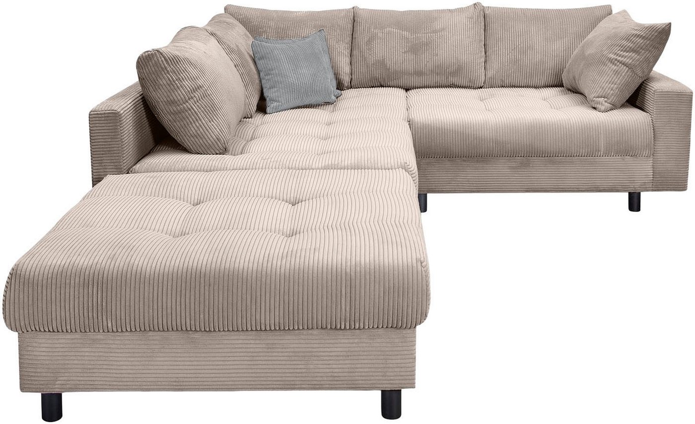 COLLECTION AB Ecksofa Toni L-Form, B: 215 cm, XXL-Liegefläche mit Hocker 3 Stoffqualitäten, Set: Sofa & Hocker, 2 Zierkissen, Federkern, frei stellbar – Bild 2 von 5