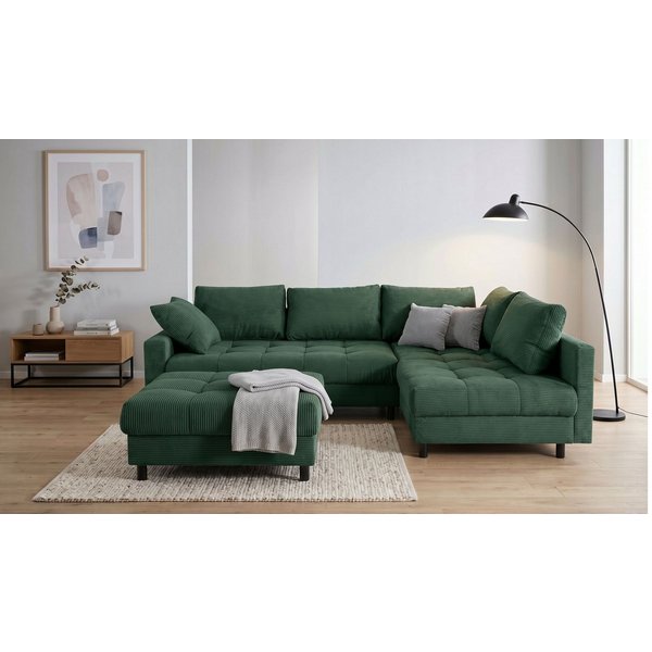 COLLECTION AB Ecksofa Toni XL L-Form B:274 cm Set inkl. Hocker, AKTION mit Pet Topper, Set: Sofa & Hocker, 2 Zierkissen, Bonell-Federkern